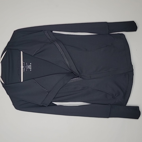 YOGALICIOUS size small womens black stretch jersey knit jacket - Picture 3 of 11